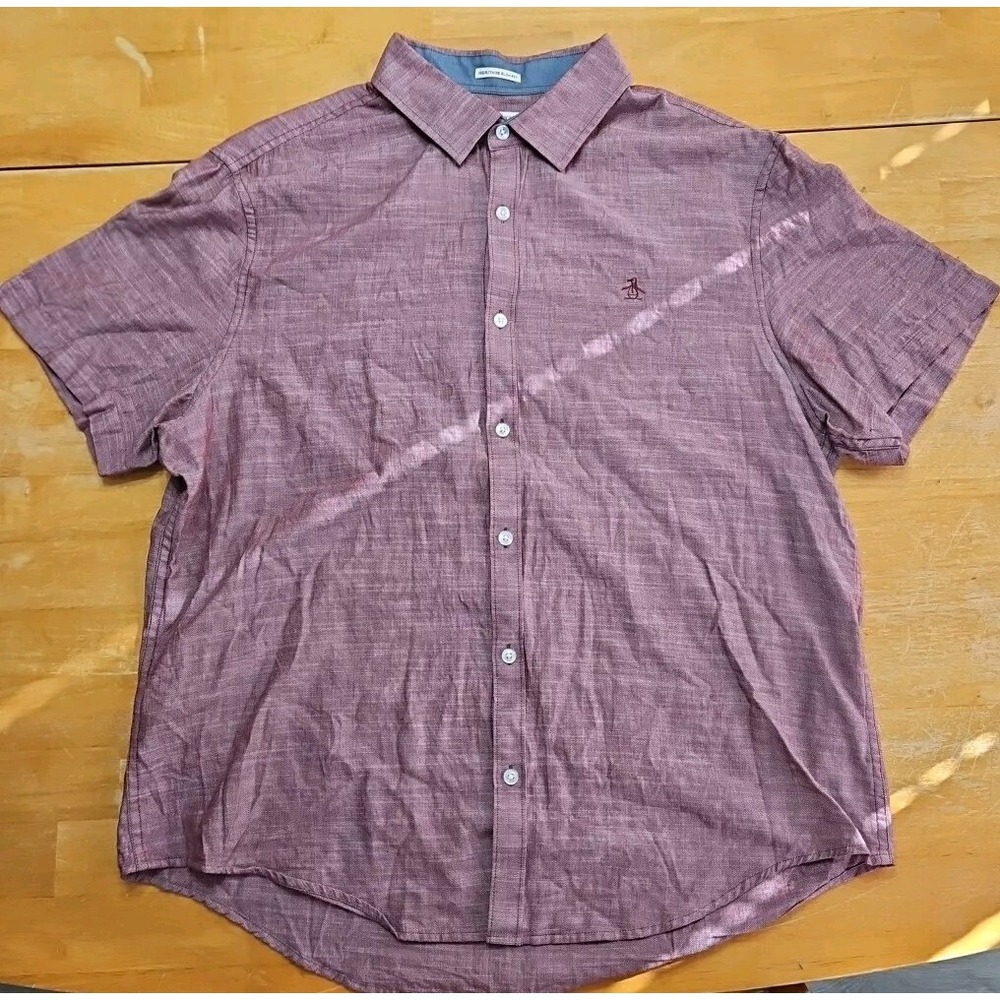 Penguin by Munsingwear Heritage Slim Fit Mens XL Red Short Sleeve Button Shirt